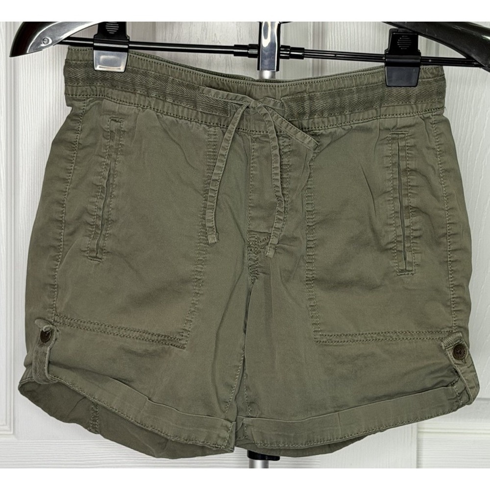 Sonoma Goods For Life Womens Sz 2 Olive Cargo Shorts Drawstring Stretch